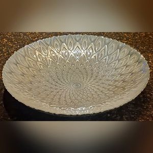 Very Large Elegant Decorative Silver Glass Dish/Bowl